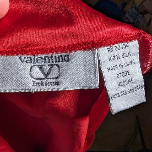 Vtg 1970s Valentino Intimo Red 100% Silk Short Dressing Gown Wrap Robe Sz M - Picture 5 of 5